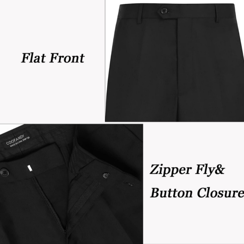 New In Pkg Coofandy Men's Classic Flat Front No Iron Dress Pants 40 - Picture 5 of 6